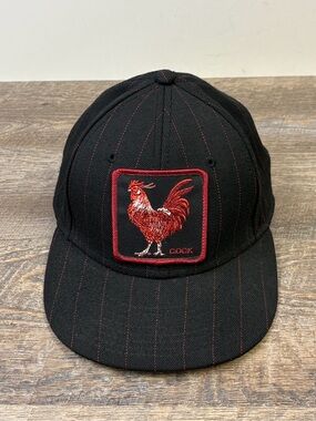 Rare Goorin Bros The Farm Rooster Wool Blend Snapback Hat Black Red EUC